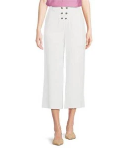 NWT Karl Lagerfeld Paris button front white wide leg pants SZ 8 - Picture 1 of 2