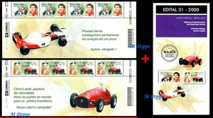 2769-70 BRASIL 2000 AYRTON SENNA, CHICO LANDY, COCHE DE CARRERAS, MI# 3103-04, MNH+FOLLETO - Imagen 1 de 4