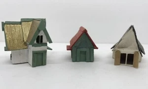 N American Village Building Model House Hand Made Wooden Farm 3er Set - Bild 1 von 8