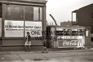 1941 LUNCH WAGON DINER 8X12 PHOTO BLACK AMERICANA CHICAGO ILLINOIS COCA-COLA - Picture 1 of 1