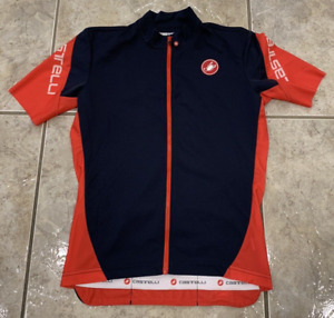 Men’s Medium Castelli Short Sleeve Full Zip Navy Cycling Jersey