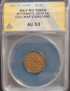 1864 CWT E P Francis FALL RIVER MA Billiards ANACS AU Store Card CIVIL WAR Token - Picture 1 of 4