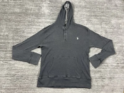 Женская толстовка с капюшоном US Polo ASSN большая серая с длинным рукавом с капюшоном тепловая вафельная вязаная - Изображение 1 из 4