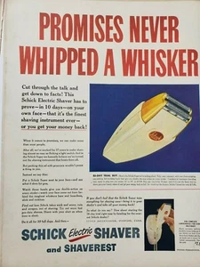 Afeitadora eléctrica Schick de colección 1947 con afeitadora estampada anuncio decoración artística efímera - Imagen 1 de 1