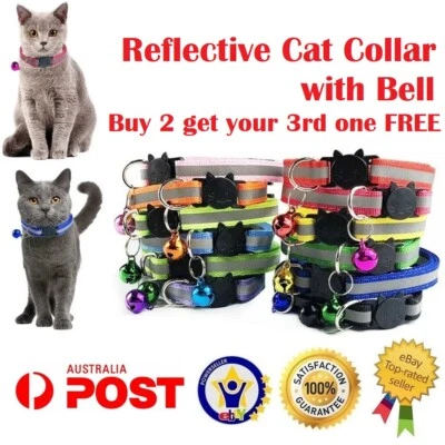 CAT Collar Reflective with Safety Release Breakaway Buckle Kitten Puppy Pet Bell - image 1 of 4
