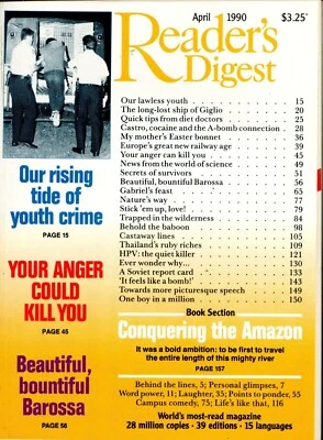 Reader's Digest - April 1990 - Juan Antonio Rodriguez Menier + Gabriel Axel - Image 1 of 2