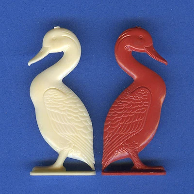 Vintage 1950s CRACKER JACK / NOSCO plastic DUCK red & white ducks -  LOT of 2 - Image 1 of 2