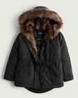 NWT Hollister by Abercrombie&Fitch Faux Fur Trimmed Cozy Parka Black XL