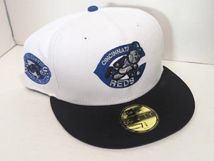 Cincinnati Reds MLB Cooperstown White Blue Black 59fifty Hat Cap New Era 7 3/8 - Picture 1 of 16