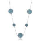 Sterling Silver Round and Hexagon Necklace- Turquoise