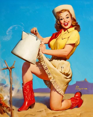 Impressão artística reprodução 8x10 Gil Elvgren pin-up "Tops in Service" 8"x10" - Imagem 1 de 3