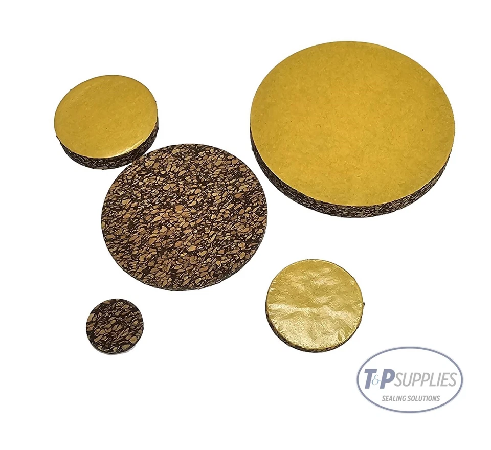 T&P SUPPLIES Adhesive Backed Nitrile Bonded Cork Disc Discs 1.5mm thick x4 pick your own size