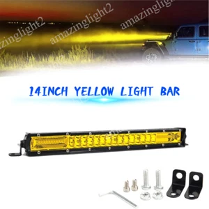 14 inch 300W Dual ROW Yellow LED Light Bar Amber Spot Flood Fog Work Car ATV SUV - Picture 1 of 9