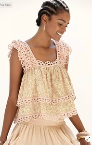 NWT Let Me Be Anthropologie Eyelet Swing Top Shirt Blouse SZ medium - Picture 1 of 4
