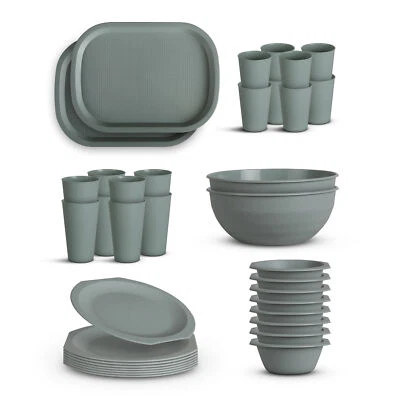 Geschirr Set PP Kunststoff BPA-Frei 14-36 tlg. Party Set Camping Picknick Kinder - Bild 1 von 4
