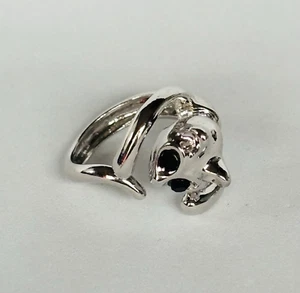 Silver Tone Wrap Cat Kitten Ring Size 6.5 Black rhinestone eyes - Picture 1 of 4