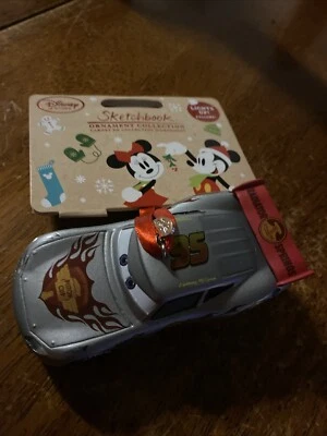 New Disney Store SKETCHBOOK Light Up Ornament CARS SILVER LIGHTNING MCQUEEN 2016 - Image 1 of 4
