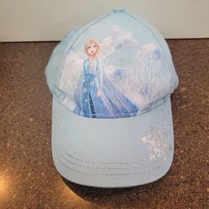 Walt Disney Frozen Baseball Cap Girls OS Blue Silver Metallic Strapback Hat - Picture 1 of 4