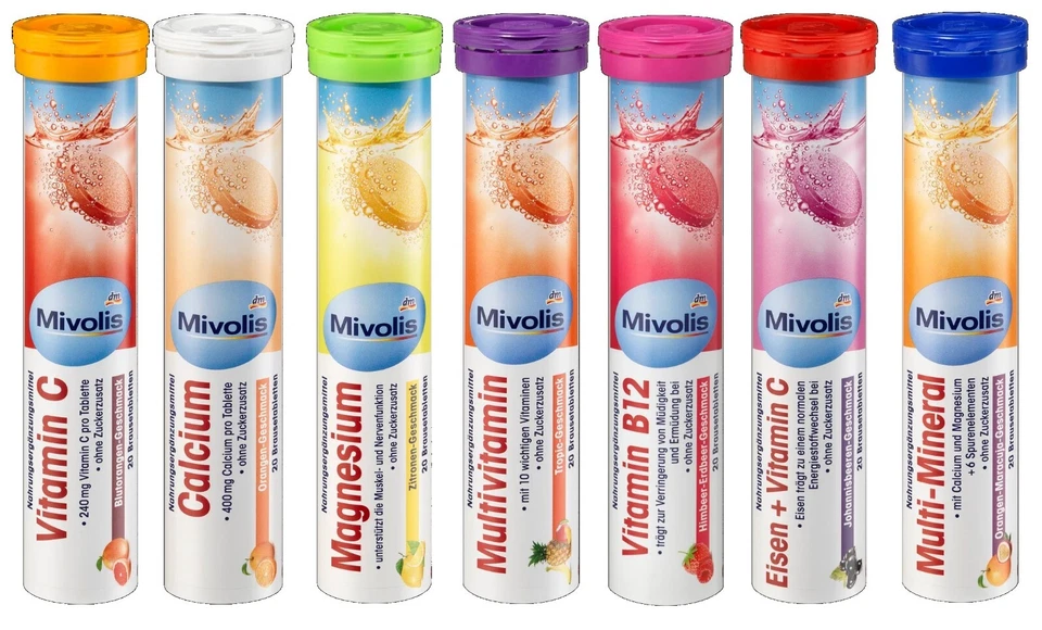 20 MINERAL VITAMIN BRAUSETABLETTEN DM MIVOLIS ZYLINDER NAHRUNGSERGÄNZUNG TOP !!! - Bild 1 von 1