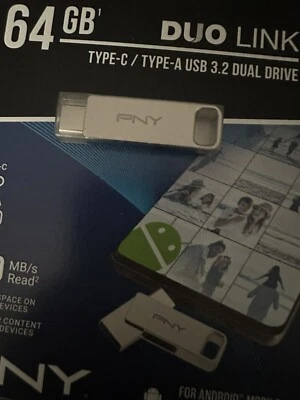 PNY P-FDI64GDULINKTYCWM-GE 64GB DUO LINK USB 3.2 Type-C Dual Flash Drive - Image 1 of 2