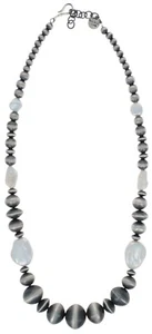 Collar de cuentas de plata de ley graduada hecho a mano con perlas naturales de agua dulce - Imagen 1 de 2