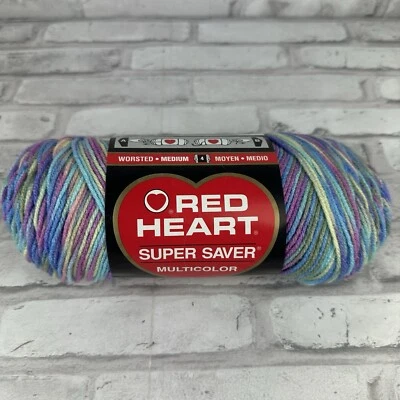 Red Heart Super Saver Knitting Yarn Monet Blue Purple Green Worsted Medium - Image 1 of 3