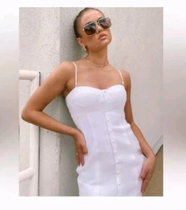 Sz 12 | NWT Antonio Melani Marcie Stretch Linen Sweetheart Neck Sleeveless Dress - Picture 1 of 4
