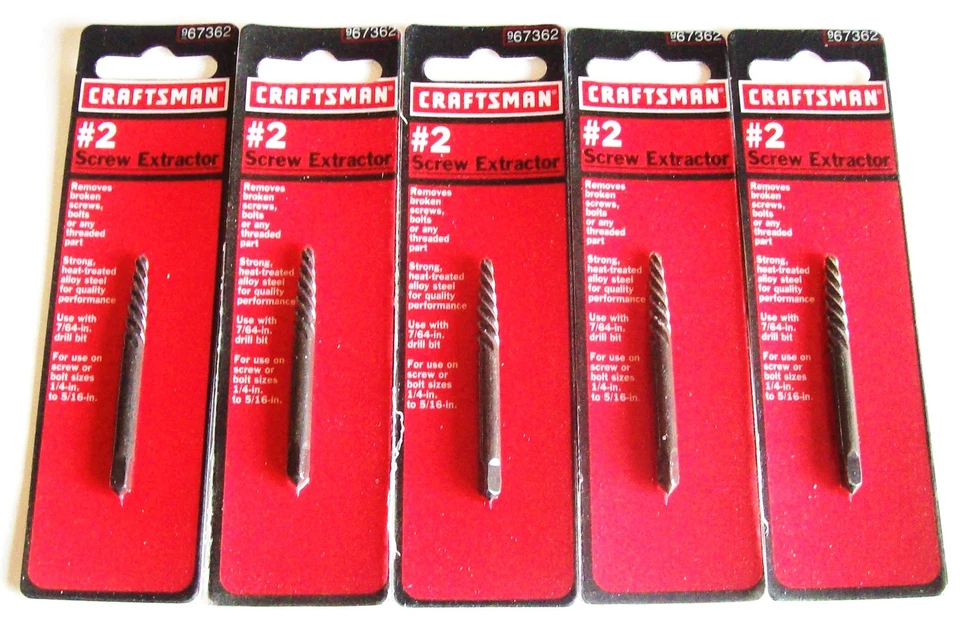 5 CRAFTSMAN #2 SCREW EXTRACTORS 967362 EASY OUT SPIRAL BIT REMOVE BROKEN BOLTS - Image 1 of 1