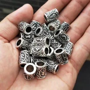 Cuentas rúnicas vikingas cuentas paracord cuentas para cabello barba cuentas joyería rastas - Imagen 1 de 13