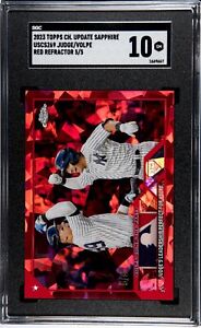 2023 Topps Chrome Update Sapphire Aaron Judge/Anthony Volpe Red SSP /5 SGC 10