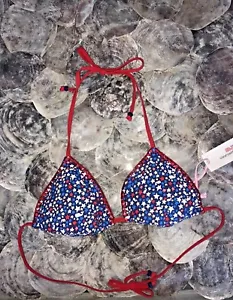 Nwt Vineyard Vines Star Wal Bestickt USA Saiten Bikini Badeanzug Top Damen S - Picture 1 of 10