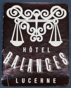50er Jahre Hotel Balances, Luzern, Schweiz Gepäckaufkleber/Etikett - Bild 1 von 1