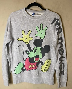 Disney Mickey "Mr.Mouse"H&M Divided Gray 2-Sided Sweatshirt w/Neon Colors Size S - Picture 1 of 10