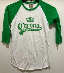 Corona Extra Raglan 3/4 Sleeve White/Green Women T-Shirt Lic. by Fifth Sun - NEW - Picture 1 of 6