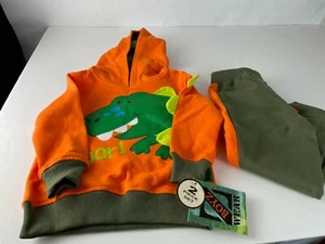 Boy's Boyz Wear Sweatpants Set Dinosaur Roar Orange Size 24 months - Picture 1 of 3