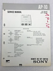 Original OEM Sony AP-10 Service Manual Repair Remote On/Off Switch 1987 - Picture 1 of 3
