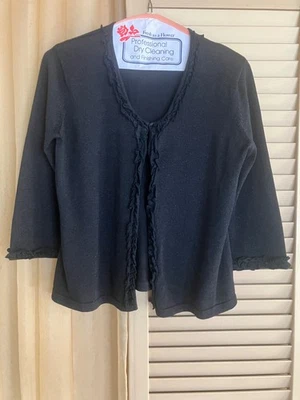 Suéter de seda negro Joseph A. para mujer ~ talla S/M ~ sutiles hilos plateados  Foto 1 de 4