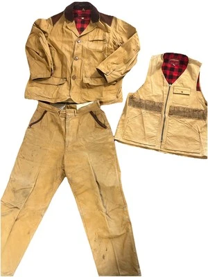 Cumberland Tapatco Hunting 3pc Outfit Canvas Vest L Jacket 44 Pants 30 x 30 Vtg - Image 1 of 4