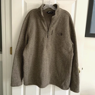 The North Face Fleece Pullover Sweater 1/2 Half Zip Warm Gray Beige Mens 2XL - Image 1 of 4