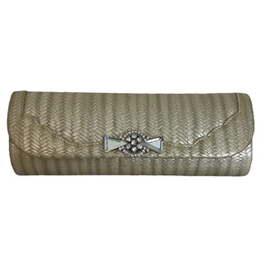 Cream Champagne Jeweled Clutch Crossbody Purse Handbag - Picture 1 of 11