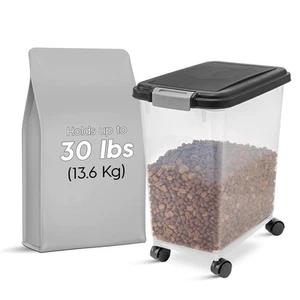 USA Airtight Dog Food Storage Container, Up to 30 lbs, Attachable Wheels, for... - Picture 1 of 7