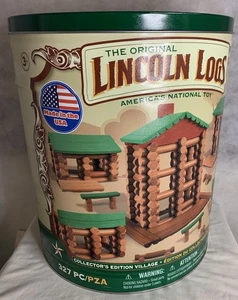 LINCOLN LOGS Collectors Edition Village 327 Wood Logs Plus With Storage Tin. - Picture 1 of 8