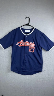 Houston Astros Baseball Jersey Youth XL Blue MLB Baseball Altuve 27 Button Up - Image 1 of 4