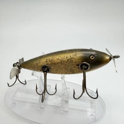 VINTAGE CREEK CHUB INJURED MINNOW SILVER FLASH GLASS EYES WOOD LURE 3 3/4” - Image 1 of 4