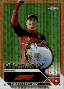 2023 Topps Chrome Formula 1 #146 Charles Leclerc Gold Wave Refractor #/50 - Imagen 1 de 2