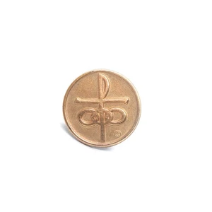 Christian Cross Monogram Emblem Pin Lapel Church Ministry 10k Gold Filled VTG - Foto 1 di 3