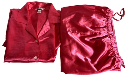 Conjunto de pijama Winlar sedoso de 2 piezas para mujer mediano rosa caliente salón PJ ropa de dormir Foto 1 de 4