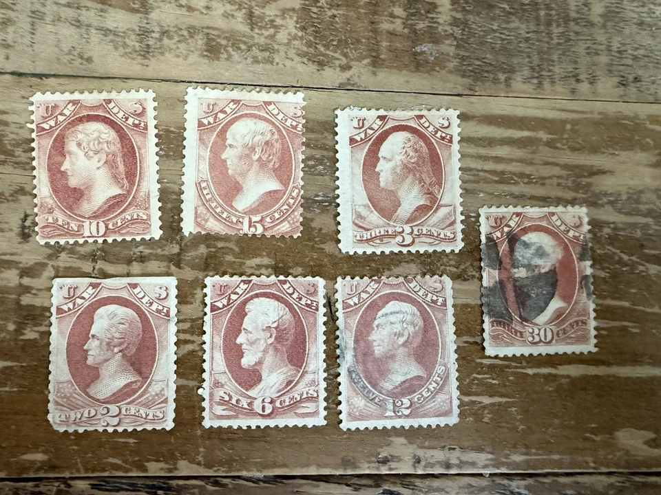 US WAR DEPARTMENT  REVENUE  LOT 7 Stamps - Image 1 of 1