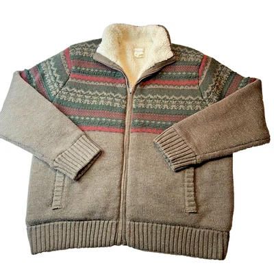 Свитер на молнии Field & Stream куртка дедушки с подкладкой размер XL Fair Isle Chunky - Изображение 1 из 4