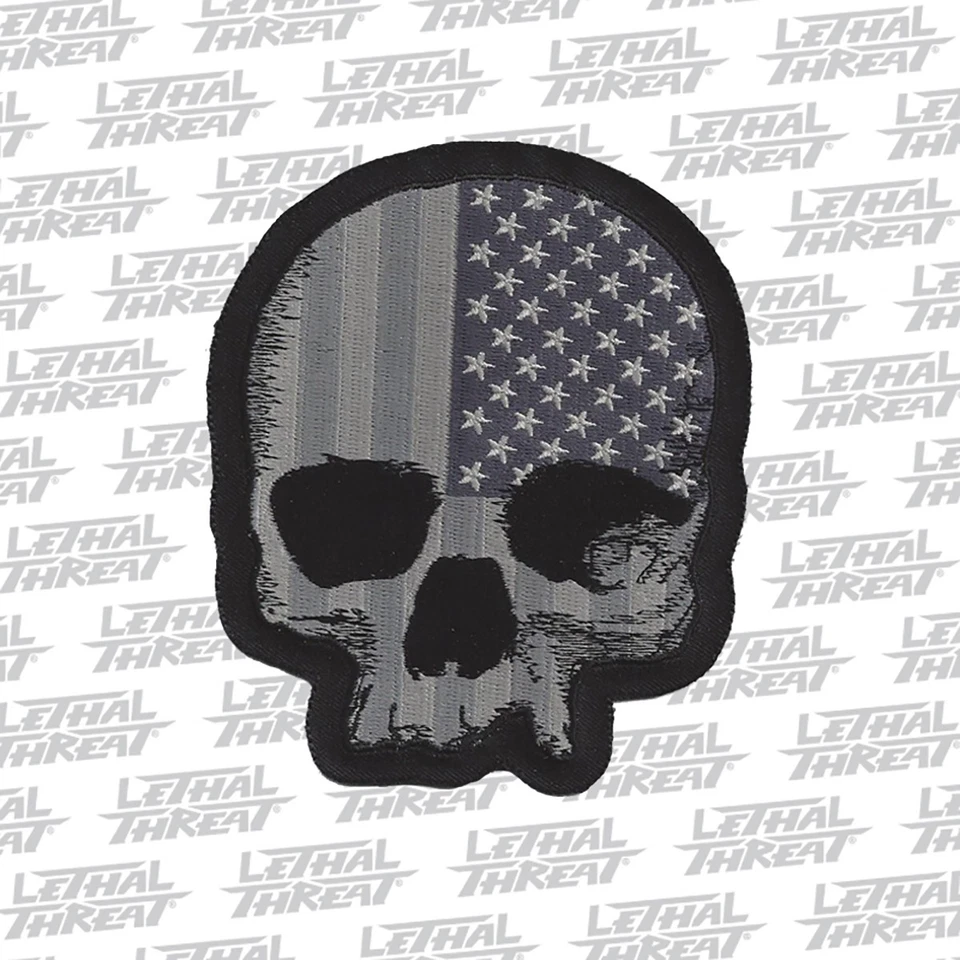 Patch bordado Lethal Threat MN32070 EUA cinza caveira - Imagem 1 de 2